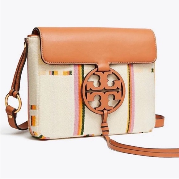 Tory Burch Handbags - 🆕- Tory Burch Miller Striped Plaid Double Weave Crossbody Bag.